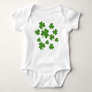 St Patrick's Day Kleeblatt Clover Pattern Baby Strampler