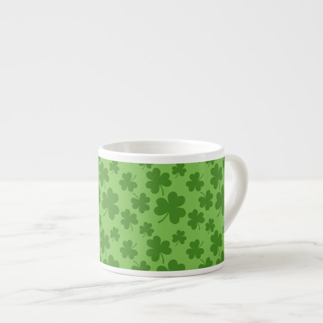 St Patrick's Day Kleeblatt Clover Pattern Espressotasse (Vorderseite Rechts)