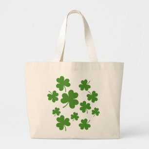 St Patrick's Day Kleeblatt Clover Pattern Jumbo Stoffbeutel