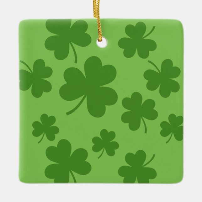 St Patrick's Day Kleeblatt Clover Pattern Keramikornament (Vorderseite)