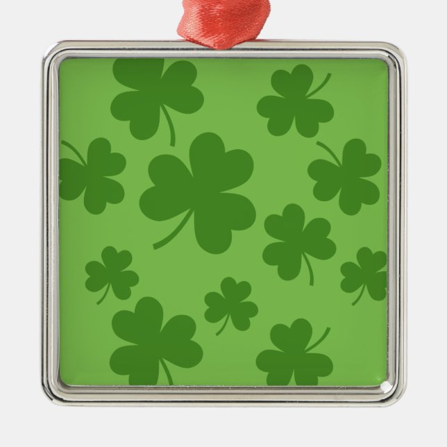 St Patrick's Day Kleeblatt Clover Pattern Ornament Aus Metall (Vorne)