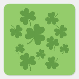 St Patrick's Day Kleeblatt Clover Pattern Quadratischer Aufkleber