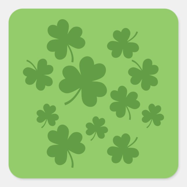 St Patrick's Day Kleeblatt Clover Pattern Quadratischer Aufkleber (Vorderseite)