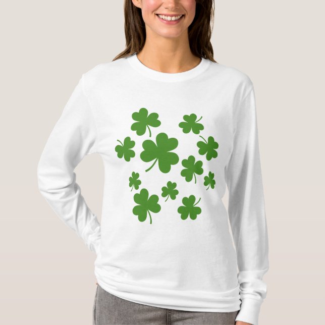 St Patrick's Day Kleeblatt Clover Pattern T-Shirt (Vorderseite)