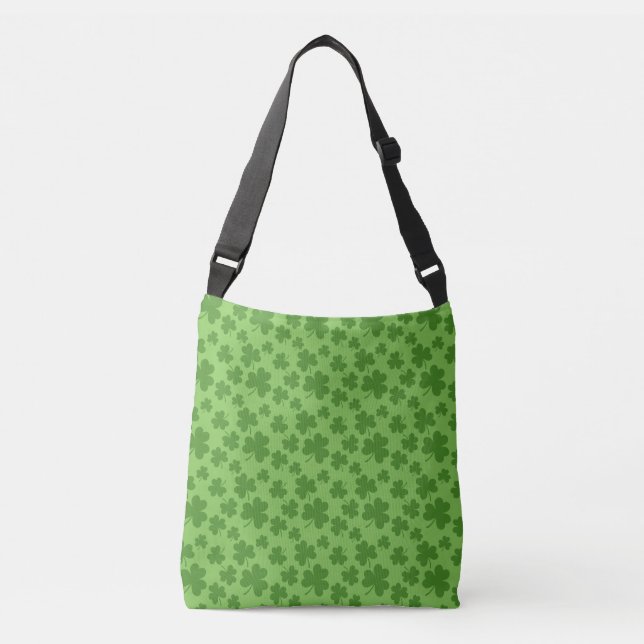 St Patrick's Day Kleeblatt Clover Pattern Tragetaschen Mit Langen Trägern (Vorderseite)