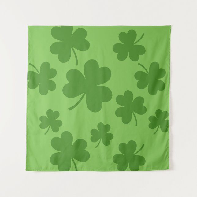 St Patrick's Day Kleeblatt Clover Pattern Wandteppich (Vorderseite)