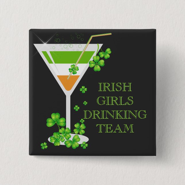 St Patricks Day Kleeblatt Cocktail Button (Vorderseite)