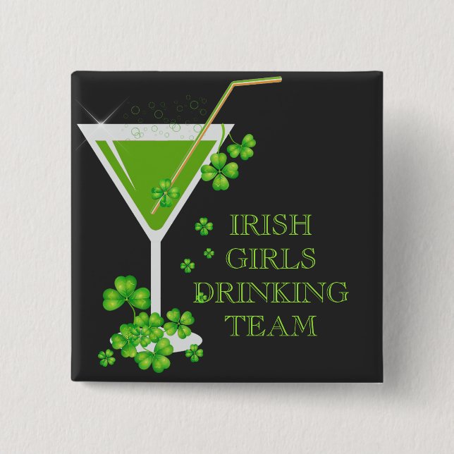 St Patricks Day Kleeblatt Cocktail Button (Vorderseite)