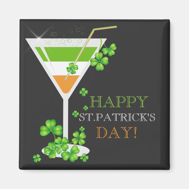 St. Patricks Day Kleeblatt Cocktail Magnet (Vorne)