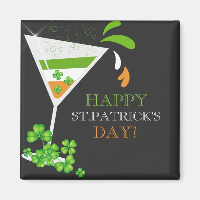 St. Patricks Day Kleeblatt Cocktail Magnet (Vorne)
