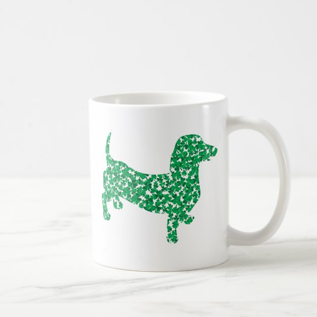 St Patricks Day Kleeblatt Dackel Kaffeetasse (Rechts)
