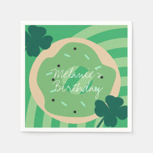 St Patricks Day Kleeblatt Donut Greenery Party Serviette
