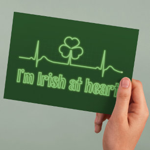 St. Patrick's Day Kleeblatt-EKG - Ich bin irisch v Postkarte