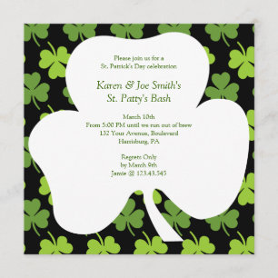 St. Patrick's Day Kleeblatt Feierliches Irish Chee Einladung