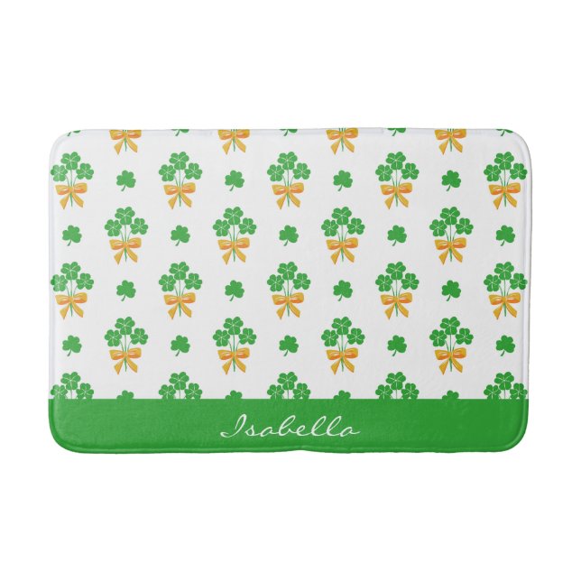 St. Patrick's Day Kleeblatt Golden Bow Green Clove Badematte (Vorderseite)
