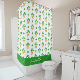 St. Patrick's Day Kleeblatt Golden Bow Green Clove Duschvorhang