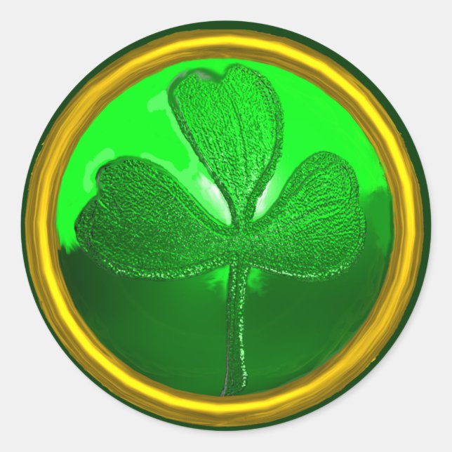 ST. PATRICK'S DAY KLEEBLATT Green Gold Runder Aufkleber (Vorderseite)