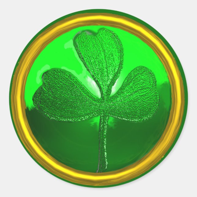 ST. PATRICK'S DAY KLEEBLATT Green Gold Runder Aufkleber (Vorderseite)