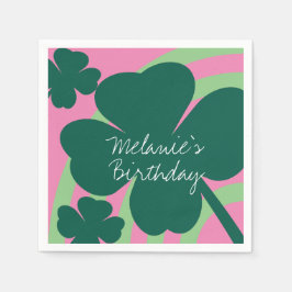 St Patricks Day Kleeblatt Green Rainbow Pink Party Serviette