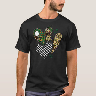 St. Patrick's Day Kleeblatt Herz Leopard Plai T-Shirt