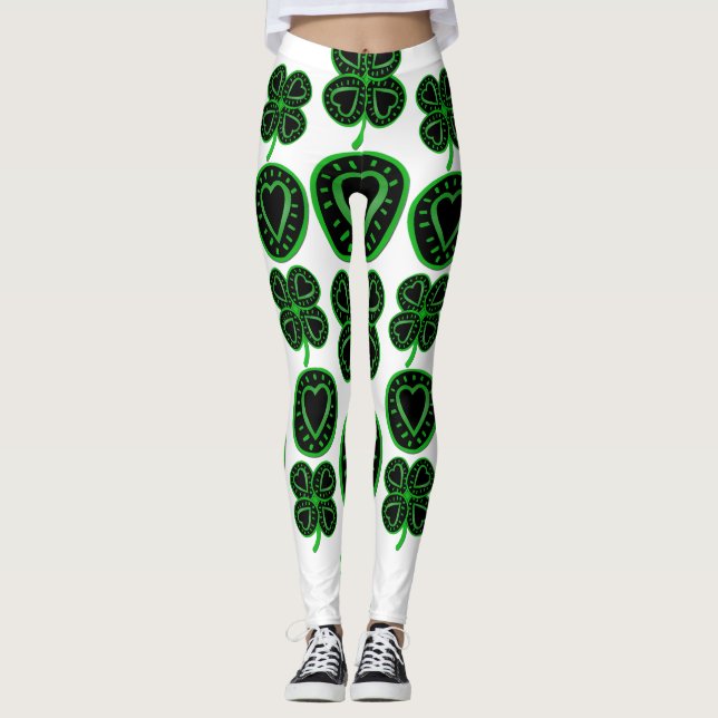 St. Patrick's Day Kleeblatt Herzstück Leggings 4 (Vorderseite)