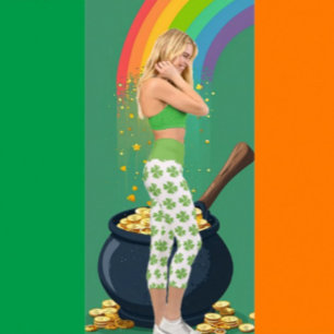St. Patrick's Day Kleeblatt Hochgebirgskette Capri Leggings