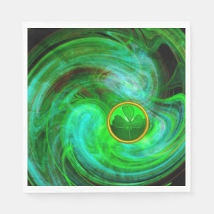 ST PATRICKS DAY KLEEBLATT IN BLAUEN GRÜNEN FRAKTAL SERVIETTE