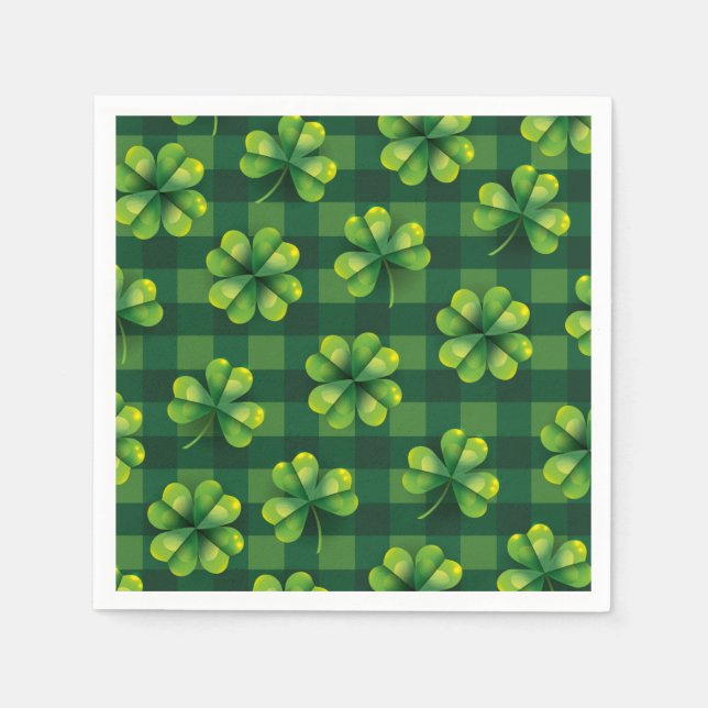 St. Patrick's Day Kleeblatt Kariert Serviette (Vorderseite)