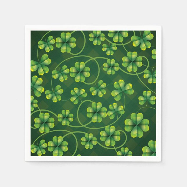 St. Patrick's Day Kleeblatt Kariert Serviette (Vorderseite)
