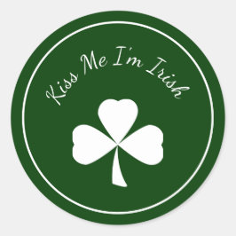 St. Patrick's Day Kleeblatt Kiss Me I'm Irish Gree Runder Aufkleber