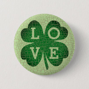 St Patrick's Day Kleeblatt Liebe Button