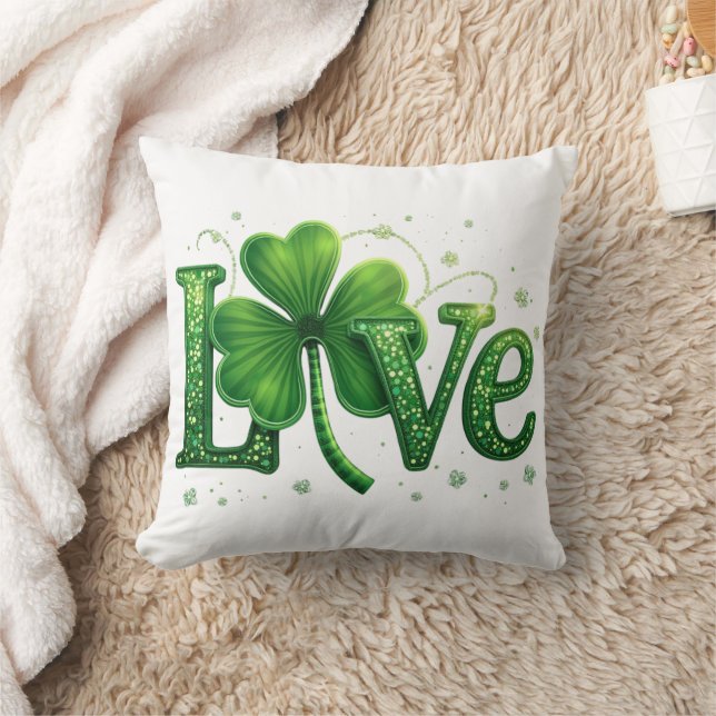 St. Patrick's Day Kleeblatt Liebe Kissen (Decke)