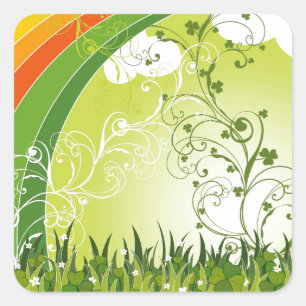 St. Patrick's Day Kleeblatt Lucky Clovers Blätter Quadratischer Aufkleber