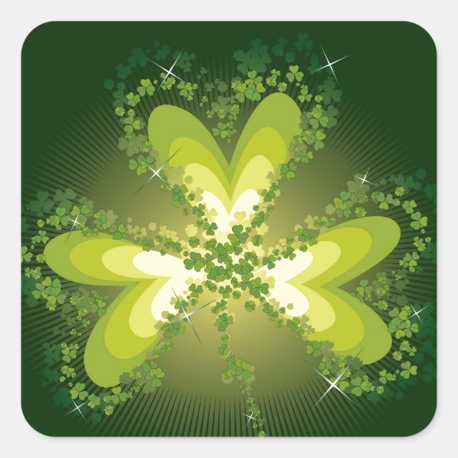 St. Patrick's Day Kleeblatt Lucky Klee Leaf Quadratischer Aufkleber (Vorderseite)