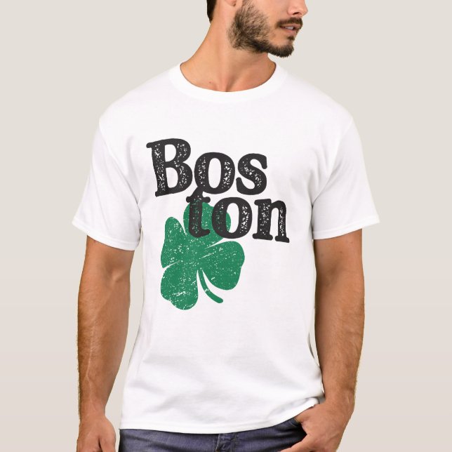 St Patricks Day Kleeblatt Massachusetts Boston T-Shirt (Vorderseite)