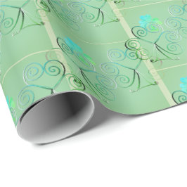 St. Patrick's Day Kleeblatt Misty Green Geschenkpapier