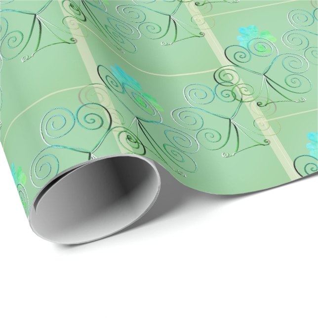 St. Patrick's Day Kleeblatt Misty Green Geschenkpapier (Rolleneckpunkt)