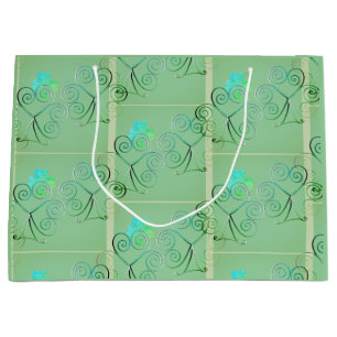 St Patrick's Day Kleeblatt Misty Green Große Geschenktüte