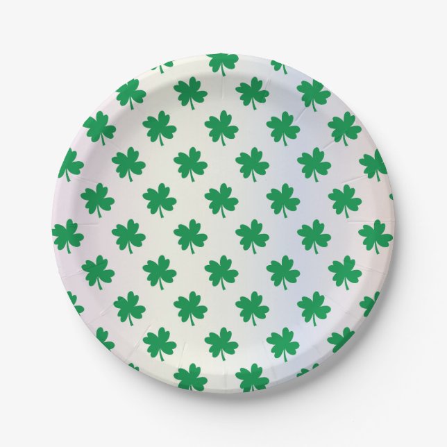 St. Patrick's Day Kleeblatt Pappteller (Vorderseite)