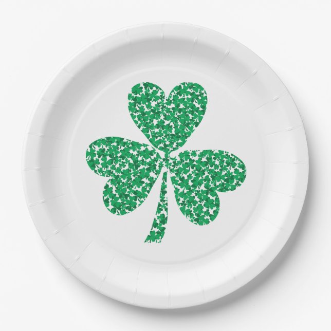 St Patricks Day Kleeblatt Pappteller (Vorderseite)