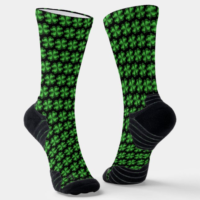 St Patrick's Day Kleeblatt Pattern Socken (Gewinkelt)