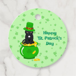 St. Patrick's Day Kleeblatt Pot of Gold Black Cat Geschenkanhänger