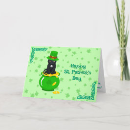 St. Patrick's Day Kleeblatt Pot of Gold Black Cat Karte