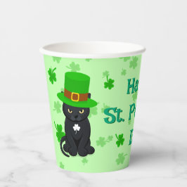 St. Patrick's Day Kleeblatt Pot of Gold Black Cat Pappbecher