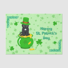 St. Patrick's Day Kleeblatt Pot of Gold Black Cat Seidenpapier