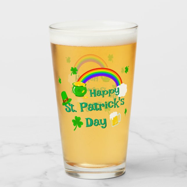 St. Patrick's Day Kleeblatt Pot of Gold Celtic Kno Glas (Vorne (Gefüllt))