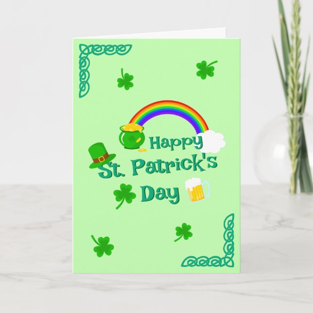 St. Patrick's Day Kleeblatt Pot of Gold Celtic Kno Karte (Vorderseite)