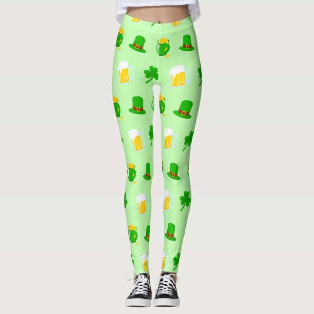 St. Patrick's Day Kleeblatt Pot of Gold Celtic Kno Leggings (Vorderseite)