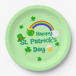 St. Patrick's Day Kleeblatt Pot of Gold Celtic Kno Pappteller