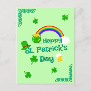 St. Patrick's Day Kleeblatt Pot of Gold Celtic Kno Postkarte